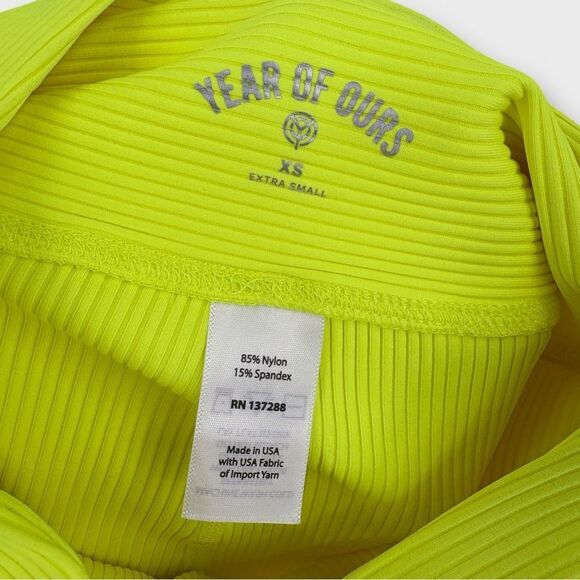 Year of Ours Malibu Ribbed Legging in Highlighter Yellow Women’s Size XS NWT - Picture 6 of 7